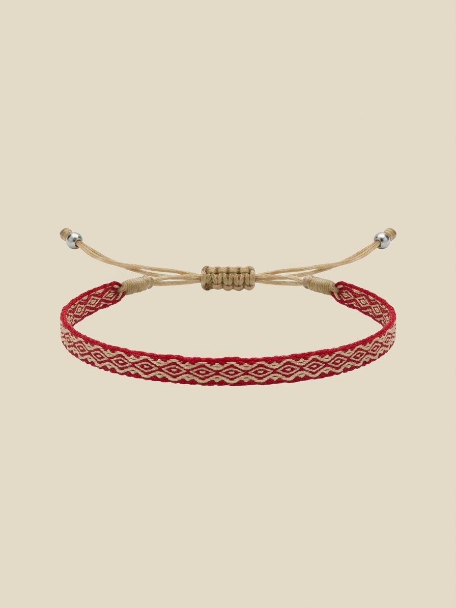 Coral Red Woven Bracelet