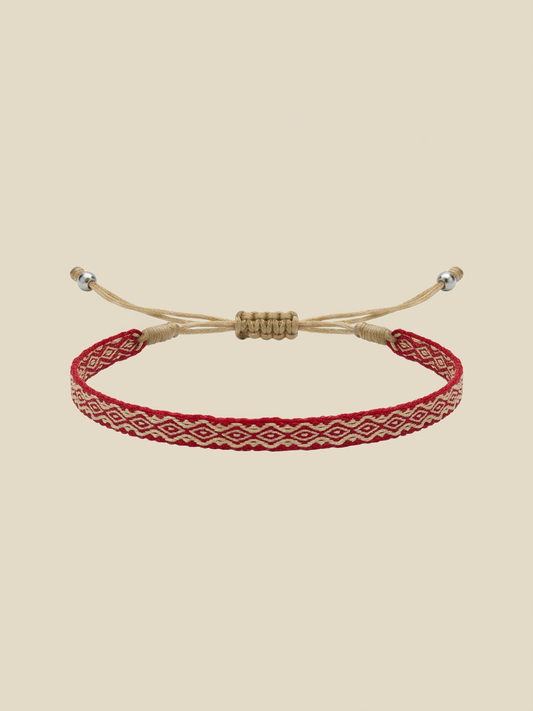 Coral Red Woven Bracelet